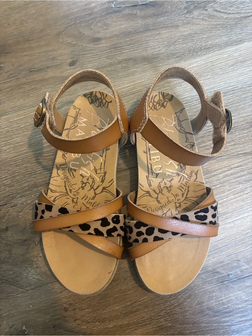 Kids Brown Leopard-Accent Sandals